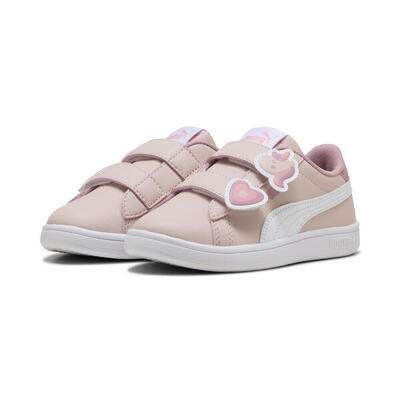 Puma smash 3.0 badges sneakers voor kinderen puma mauve mist white pink