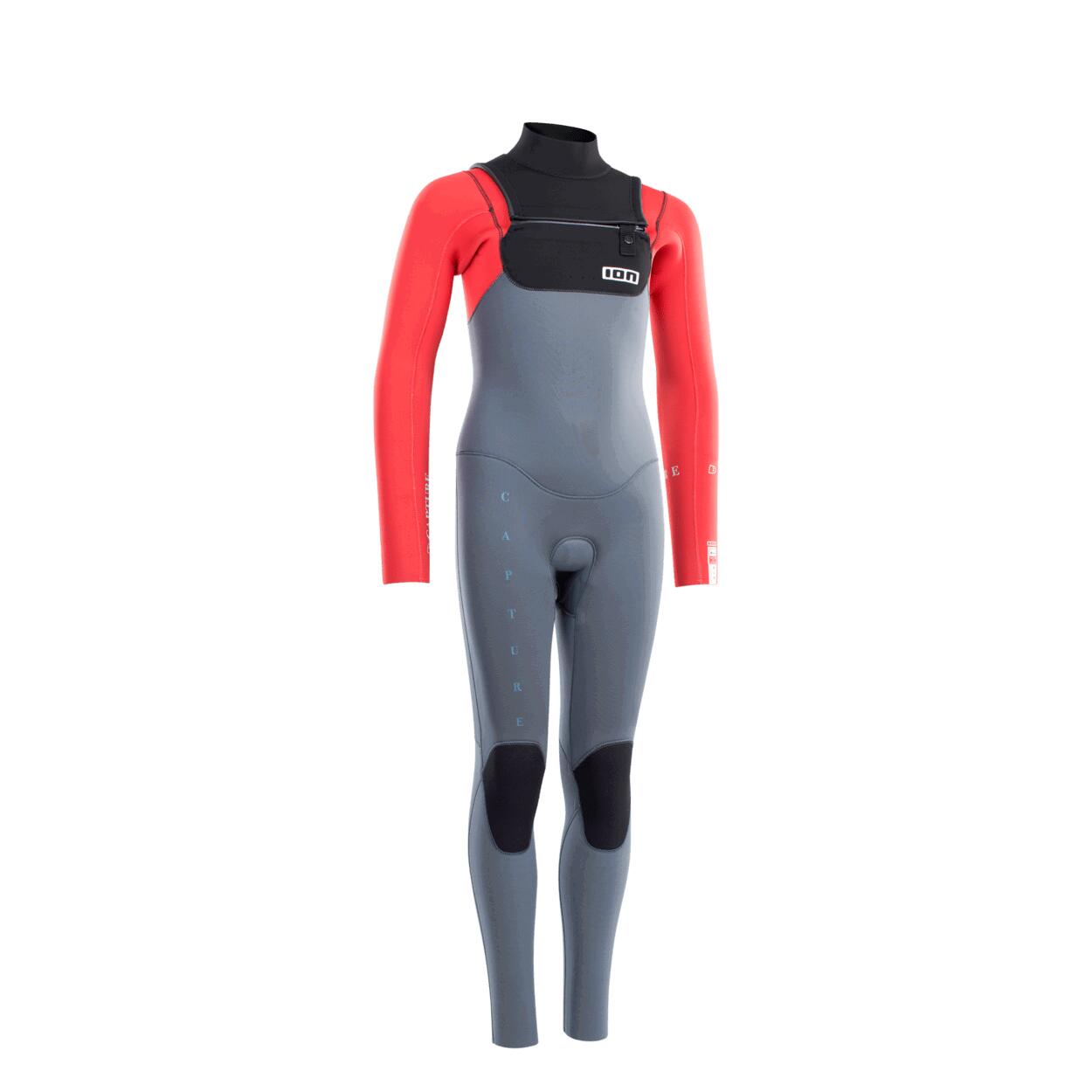 Pianka surfingowa dziecięca ION Capture 4/3 Front Zip Jr steel blue/red 1/7