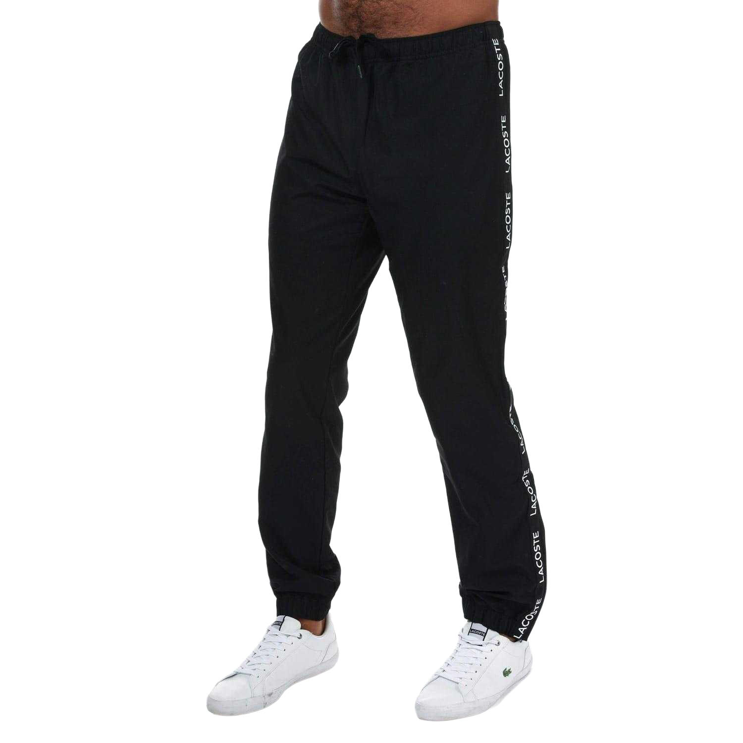 LACOSTE Mens Tape Logo Jogging Bottoms (Black)