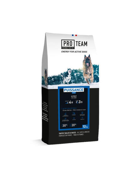 Croquettes chien adulte actif sportif au poulet - Pro Team Puissance 4000 -12KG