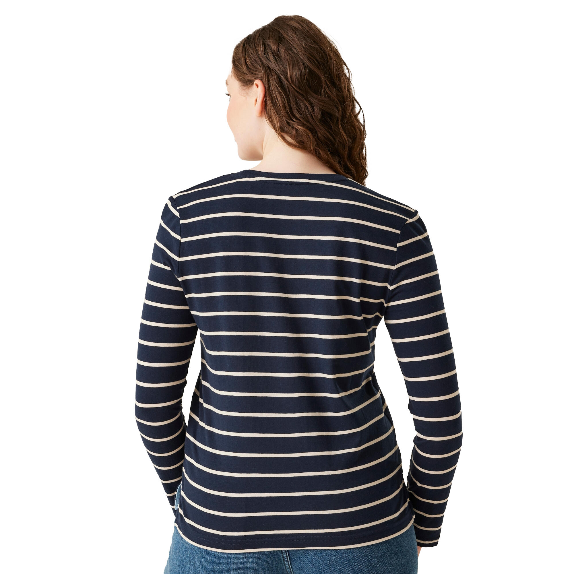 Dames Federica II Stripe Tshirt met lange mouwen (Marine / Licht Vanille) 3/5