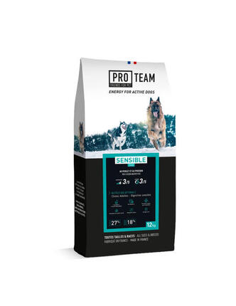 Croquettes chien adulte actif sensible poisson- Pro Team Sensible 3900 - 12Kg