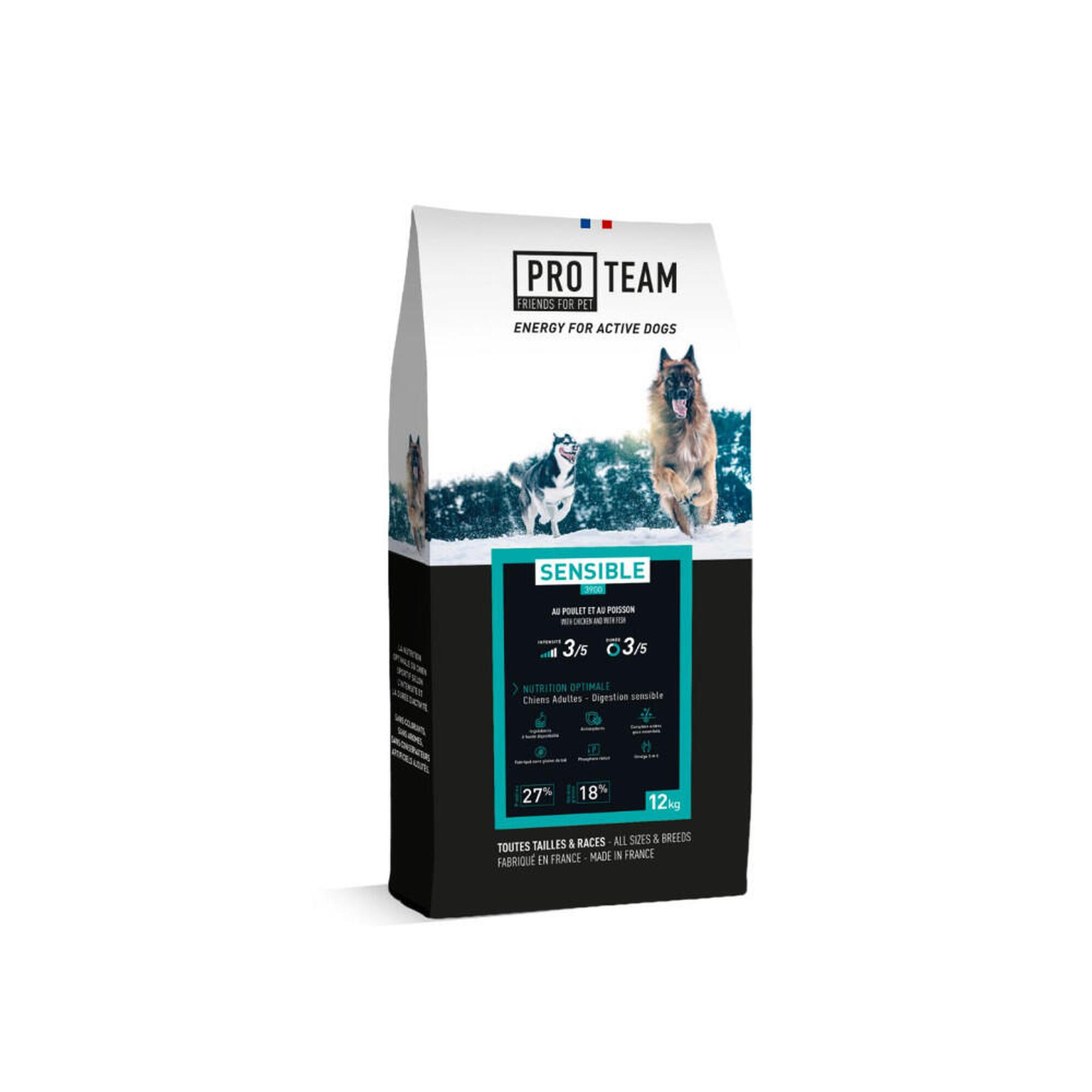 Pro Team - Croquettes Chien Adulte Actif Sensible Poisson- Pro Team Sensible 3900 - 2*12kg - Croquette - 24 Kg - Decathlon