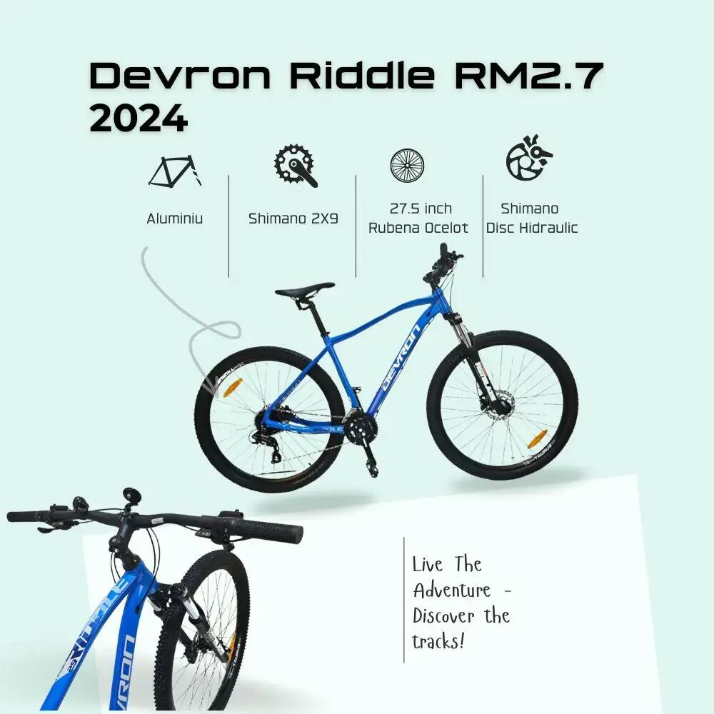 Mtb kerékpár Devron Riddle RM2.7 2024 - 27.5 hüvelyk, M, Kék 3/4