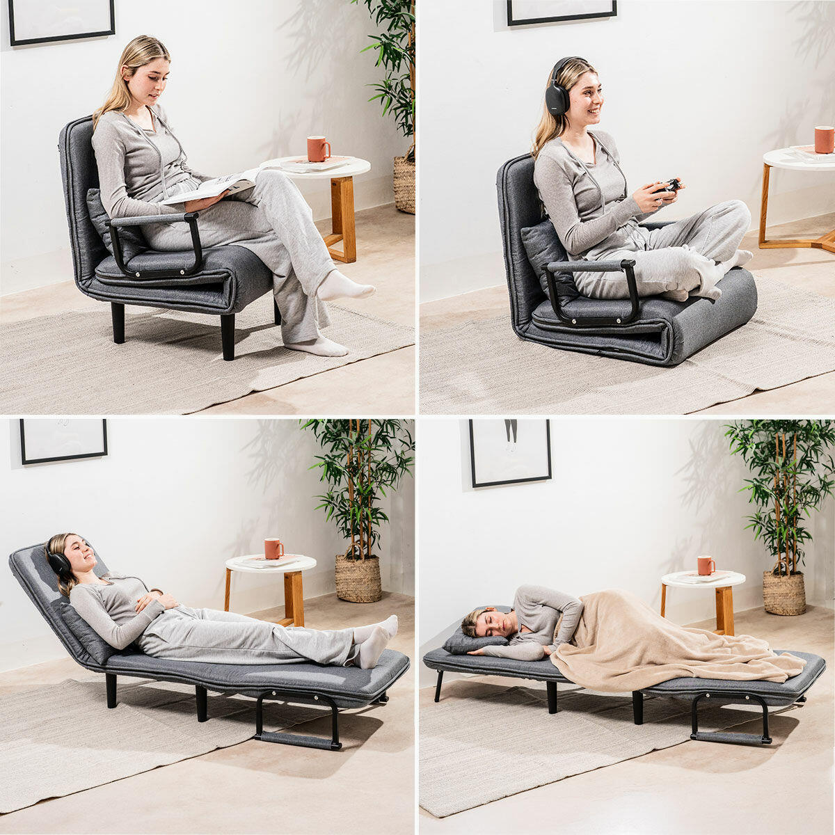 4-in-1 Convertible Single Sofa Bed InnovaGoods Steel 2/5