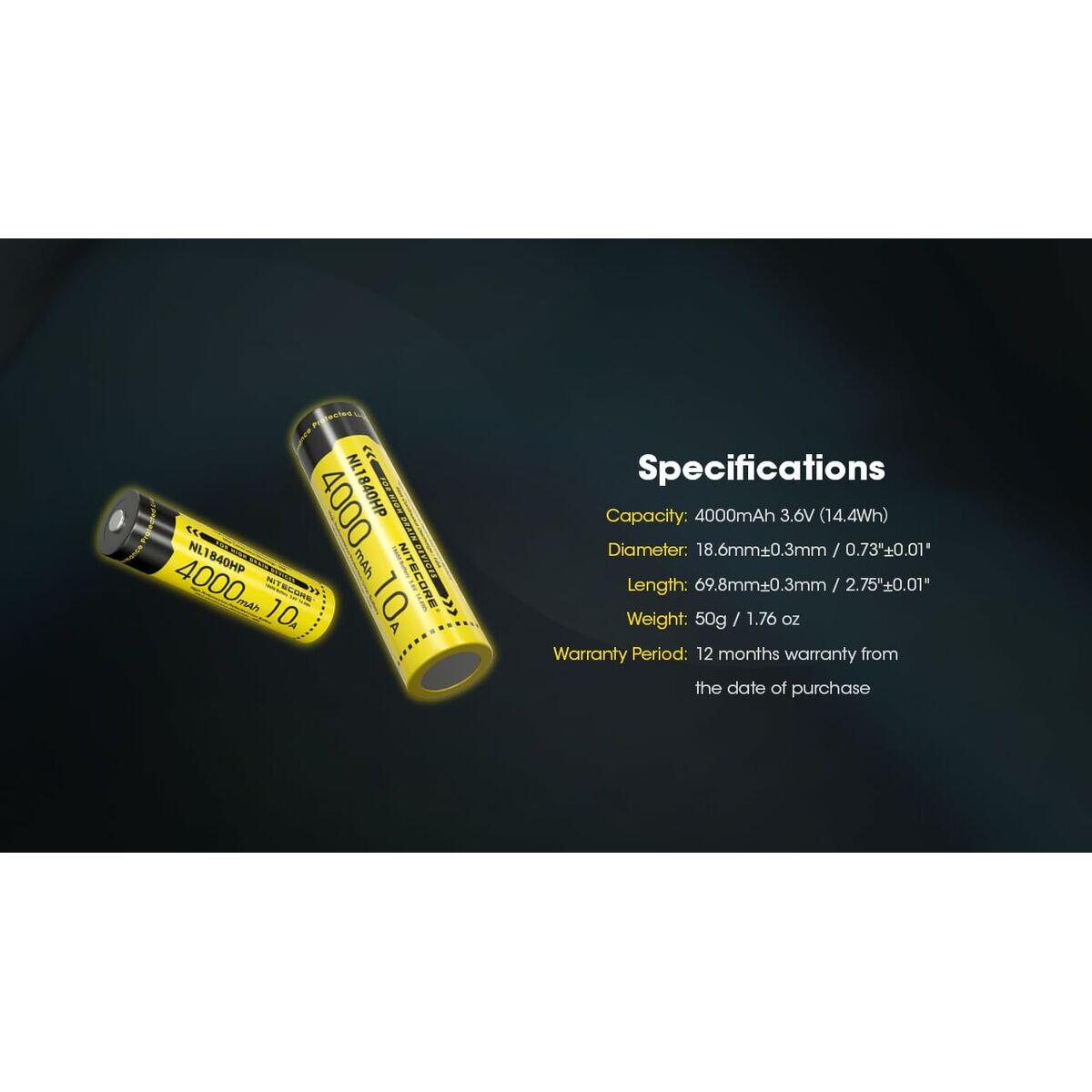 Batterie Ricaricabili Nitecore NT-NL1840HP 18650 3/5