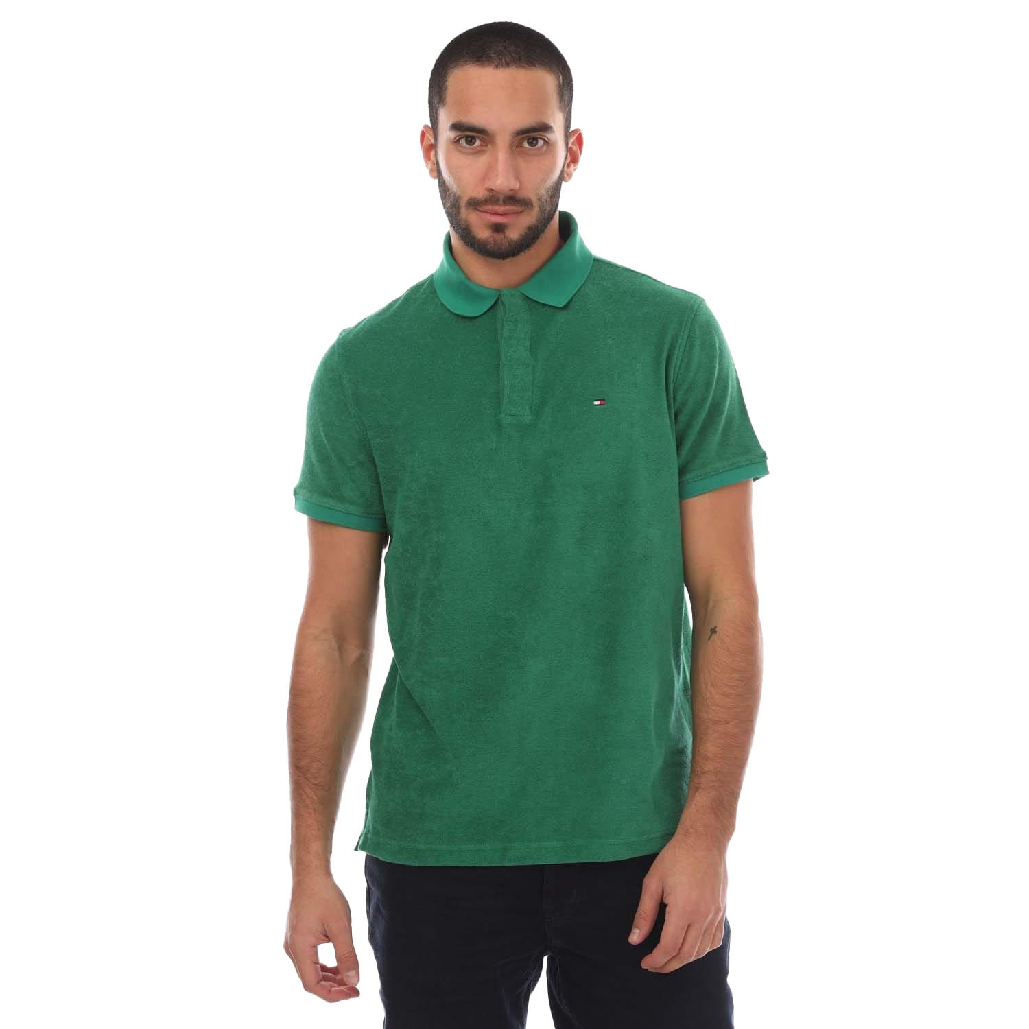 TOMMY HILFIGER Mens MicroTowelling Regular Polo Shirt (Green)