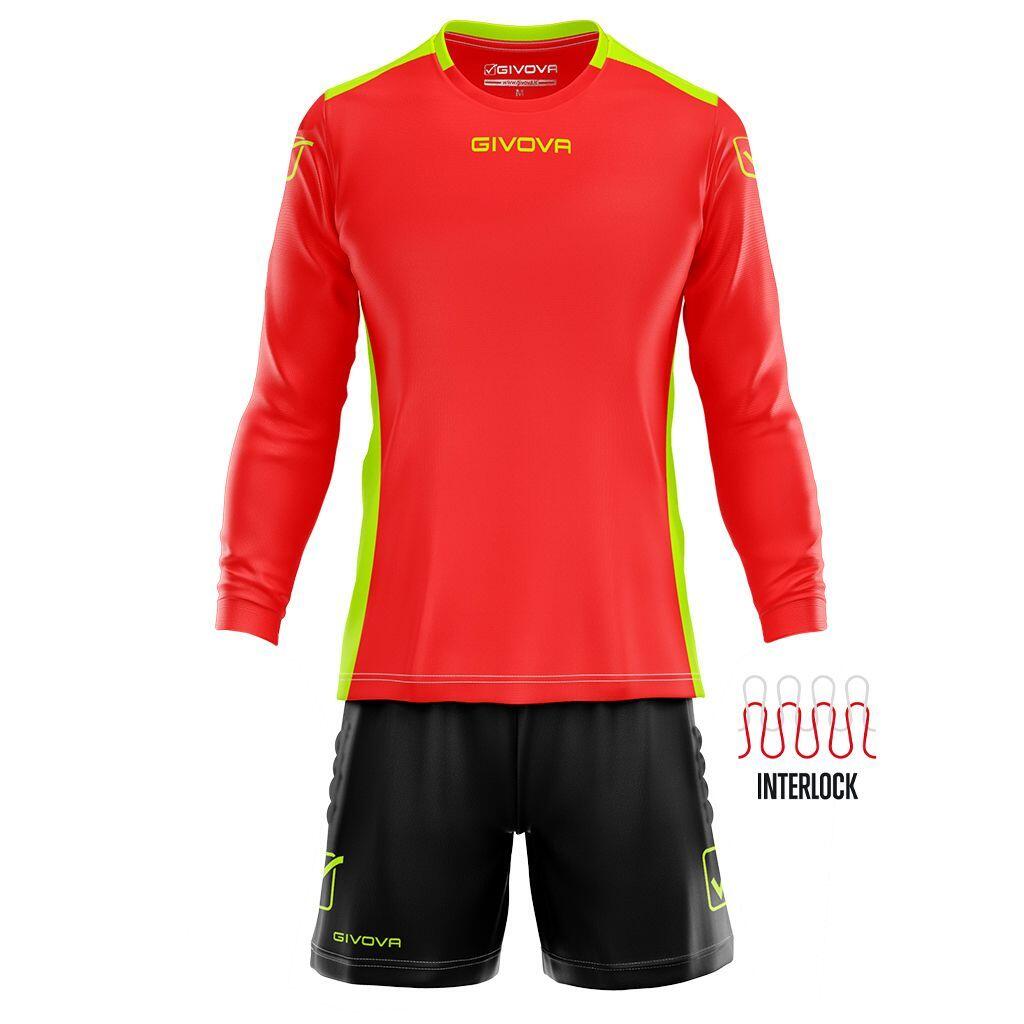 Givova - Ensemble Gardien De But Maillot Manches Longues Et Short Enfant Givova Hyguana - Tenue De Football - Noir|rouge - Decathlon
