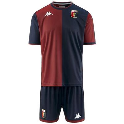 Completo t-shirt pantaloncino da bambino in poliestere rosso da calcio