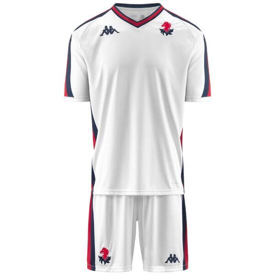 Completo t-shirt pantaloncino da bambino in poliestere bianco da calcio