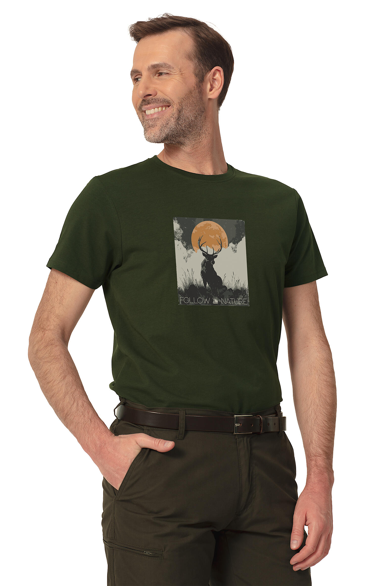 T-shirt de chasse pour homme Tagart FNT Deerant Green avec imprimé 1/4