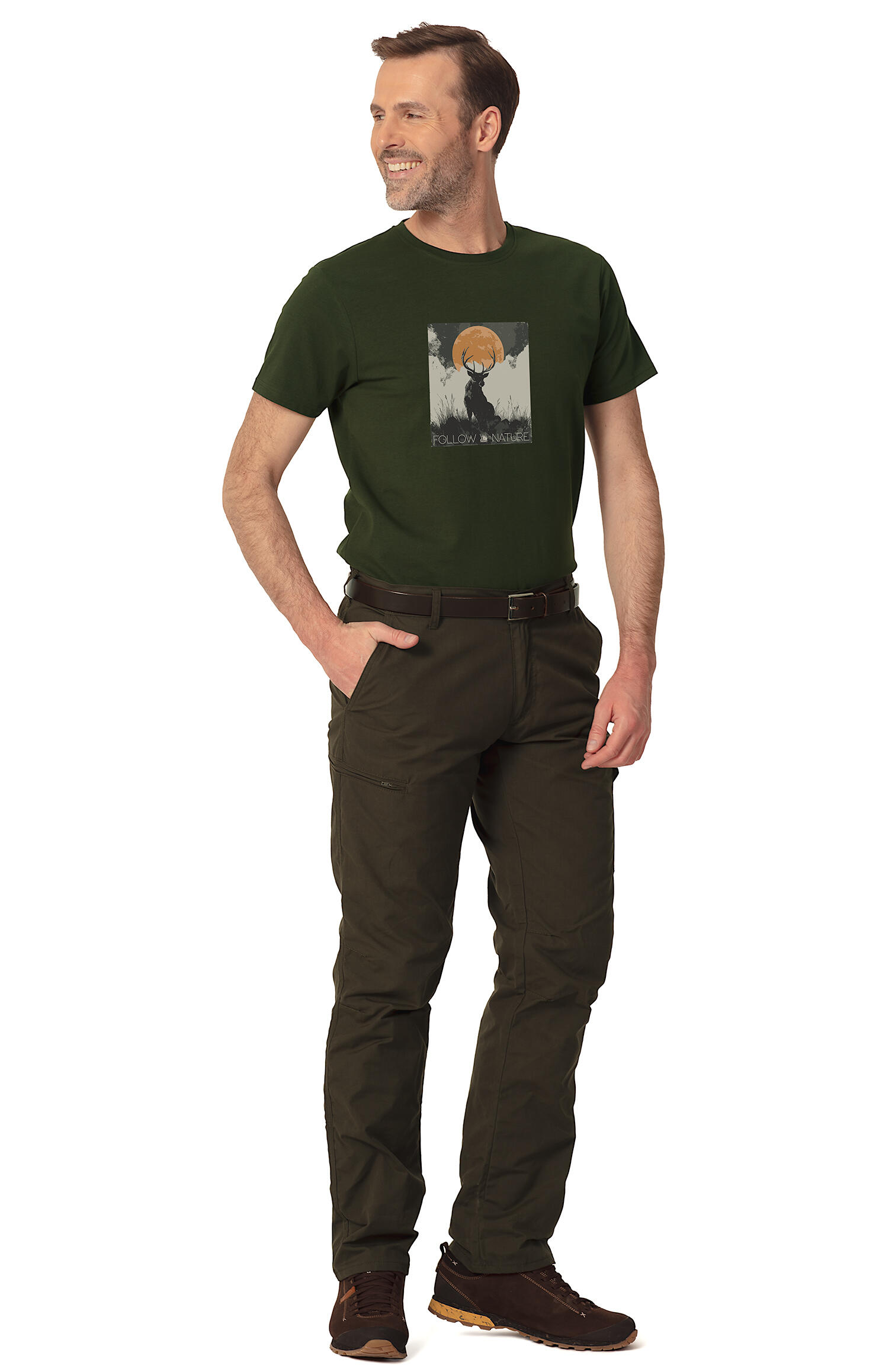 T-shirt de chasse pour homme Tagart FNT Deerant Green avec imprimé 3/4