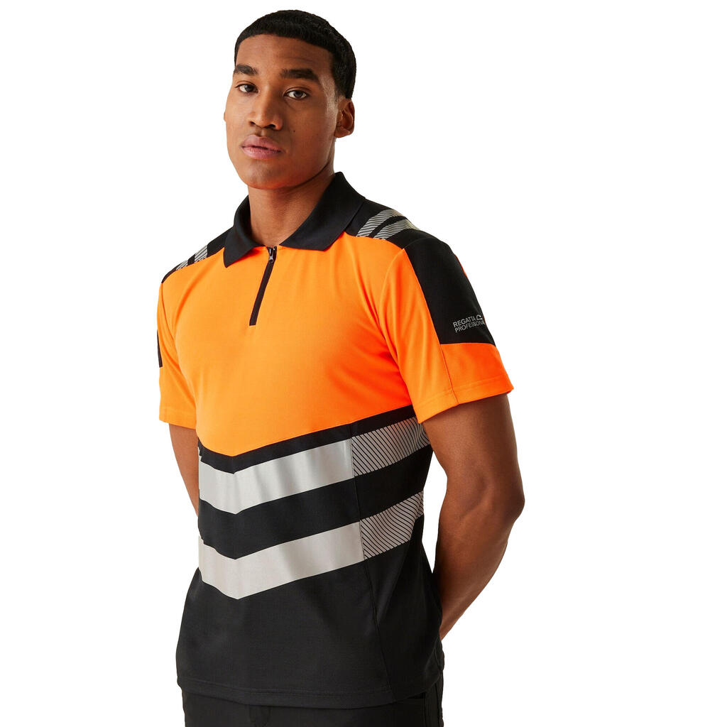 Mens HiVis Polo Shirt (Black/Orange)