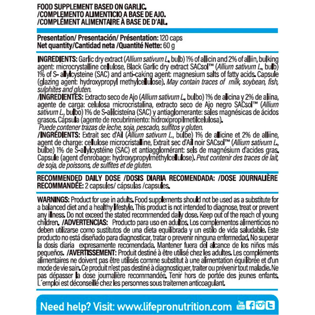 LIFE PRO BEST GARLIC 120 CAPS - Ajo para Circulación y Presión Arterial 2/5