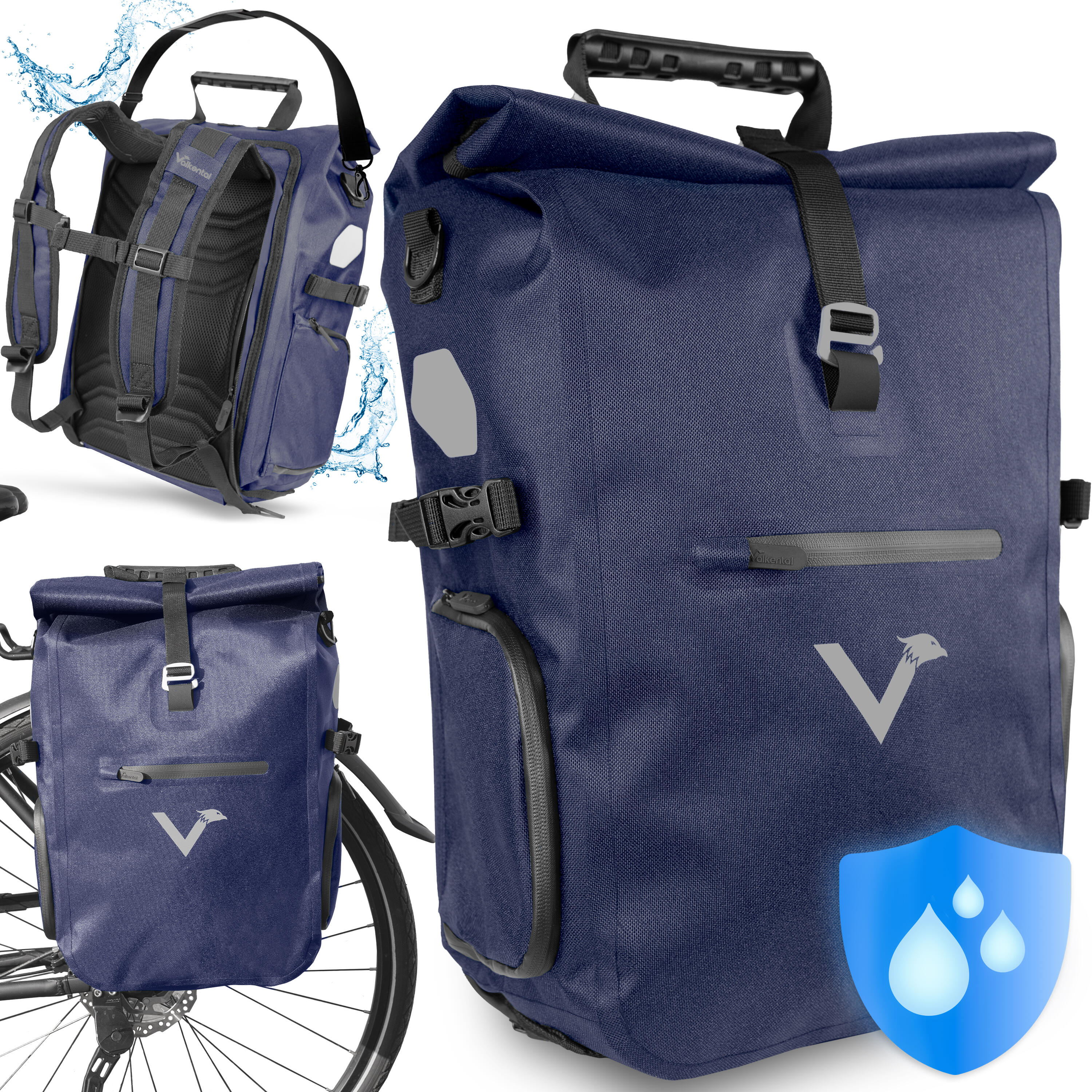 Valkental - Sacoche Velo Porte Bagages Bikepacking, Velo Sac A Dos Etanche 23l - Sacoche Vélo - Bleu - 23 L - Decathlon