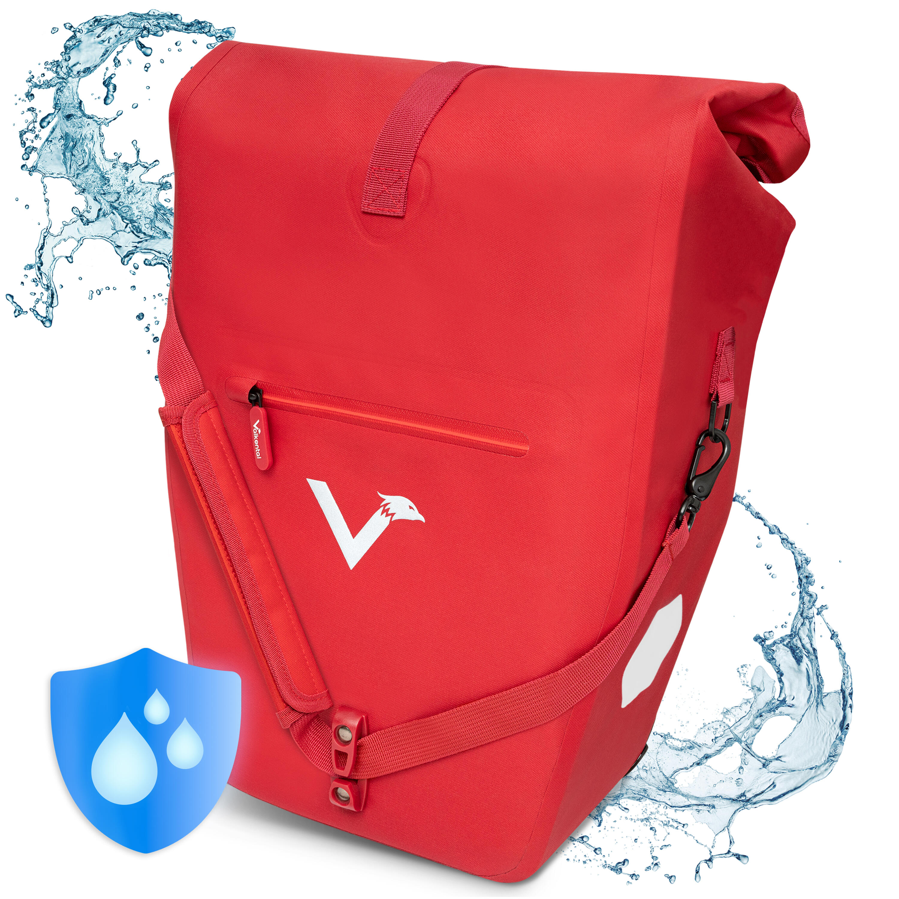 Valkental - Sacoche Velo Sacoche De Porte-bagages, Bikepacking Sacoche De Paule Etanche 28l - Sacoche Vélo - Rouge - 28 L - Decathlon