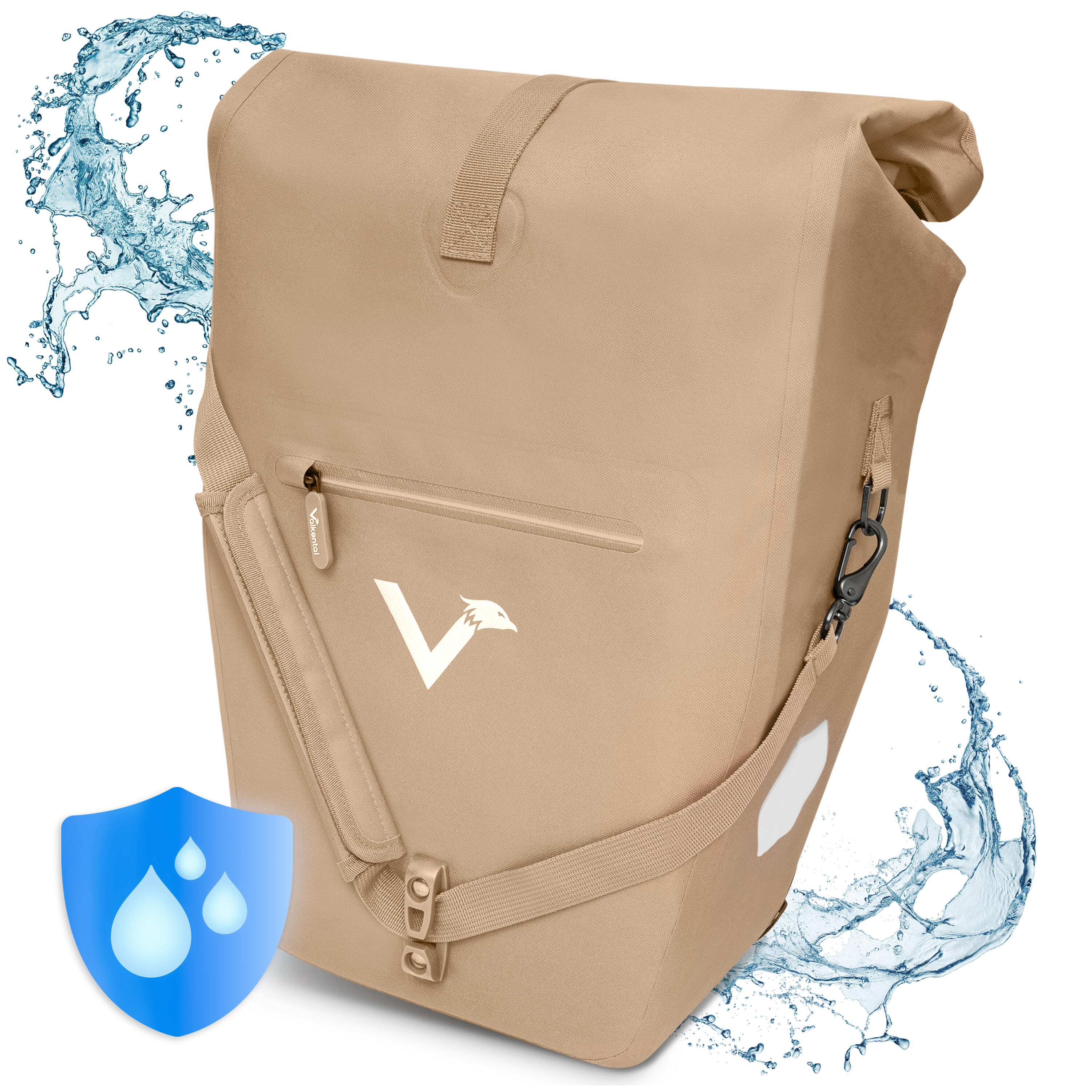 Valkental - Sacoche Velo Sacoche De Porte-bagages, Bikepacking Sacoche De Paule Etanche 28l - Sacoche Vélo - Beige - 28 L - Decathlon