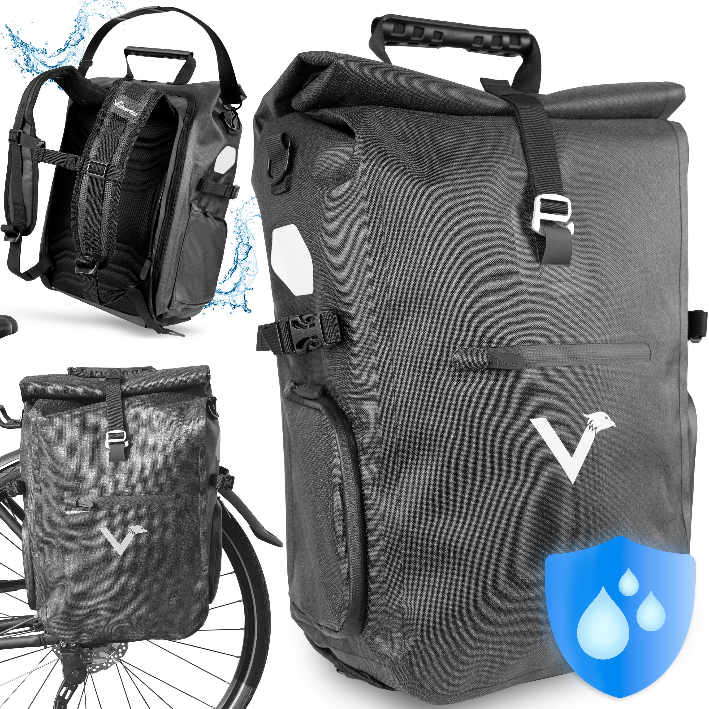 Valkental - Sacoche Velo Porte Bagages Bikepacking, Velo Sac A Dos Etanche 23l - Sacoche Vélo - Noir - 23 L - Decathlon