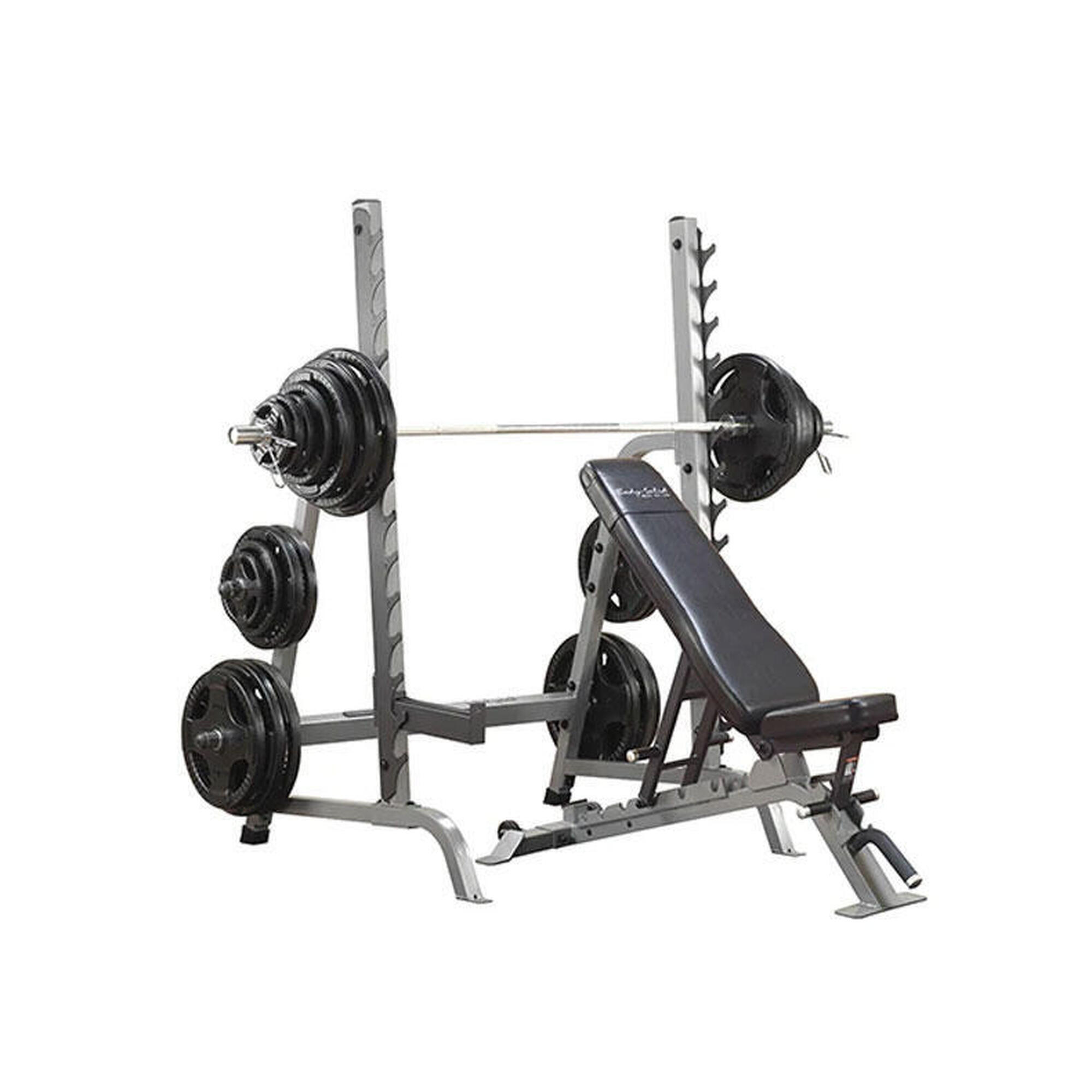 Rack + Banc professionnel pour multi-presses      1 16900€ 1 27400€ -8%    *Du ‪04/07/2025‬ au ‪13/08/2025‬    BODY-SOLID Rack + Banc professionnel pour multi-pressesVendu exclusivement en ligne   