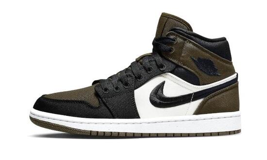 Schoenen - unisex - air jordan 1 mid se - mid-top - olive/black