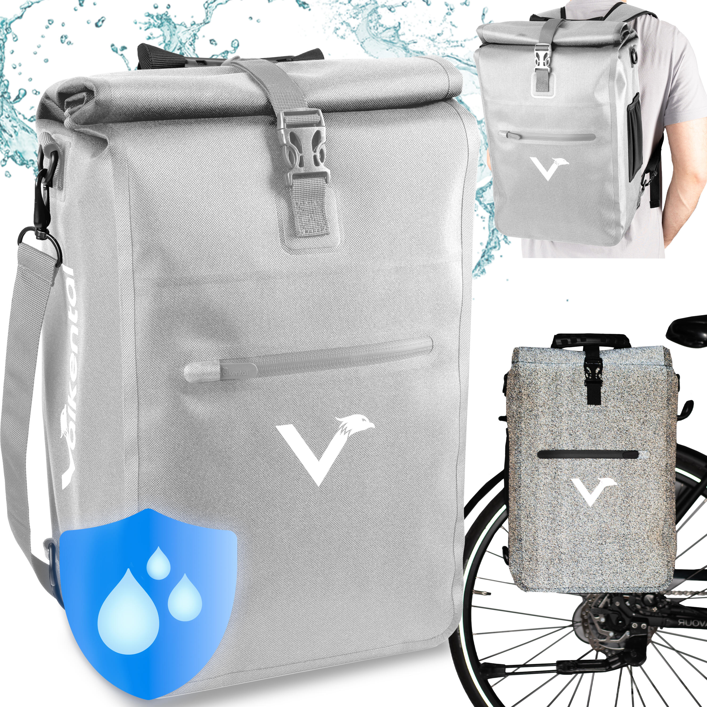 Valkental - Sac A Dos Velo Pour Sacoche Velo Porte‑bagage Bikepacking, 23l Etanche - Sacoche Vélo - Gris - 23 L - Decathlon