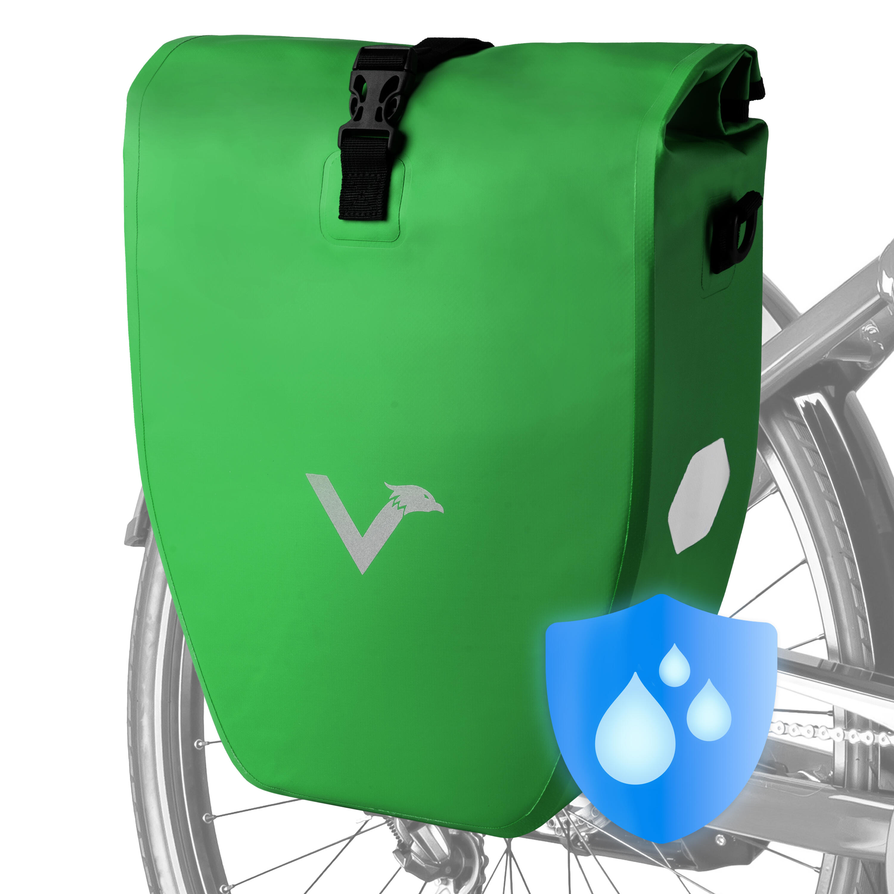 Valkental - Sacoche Velo Sacoche De Porte-bagages Velo Etanche À Vélo 20l Bikepacking - Sacoche Vélo - Vert - 20l - Decathlon