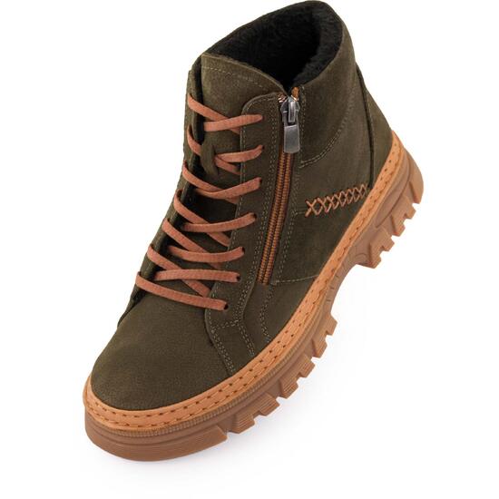 Damskie Zimowe Botki Skórzane Nell 207 Khaki Khaki