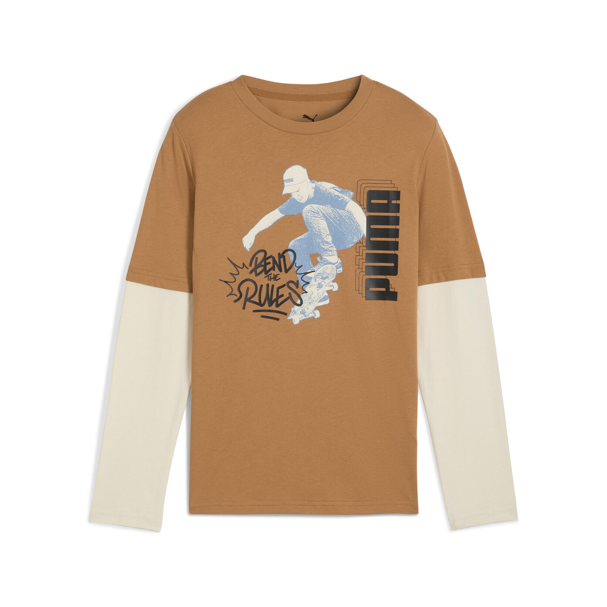 PUMA T-shirt a maniche lunghe MID90s per ragazzi PUMA Melted Caramel Brown