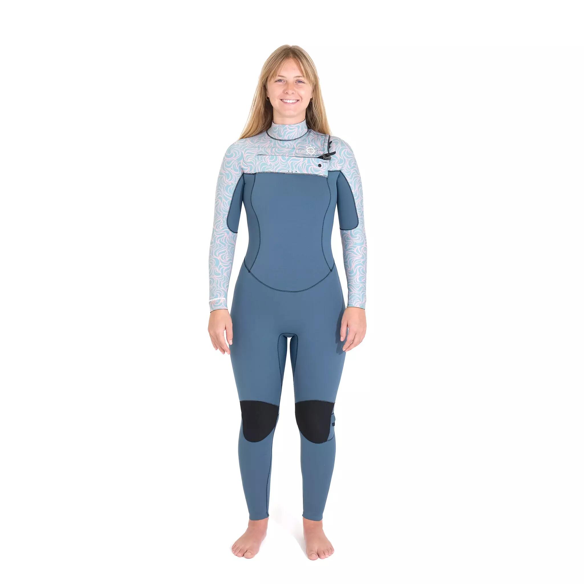 Mellow Sea - Combinaison Intégrale Chest Zip 4/3 Femme Surf'n'lifesaving (4/5/3/2 Mm) - Combinaison Néoprène - Bleu - 44 L - Decathlon