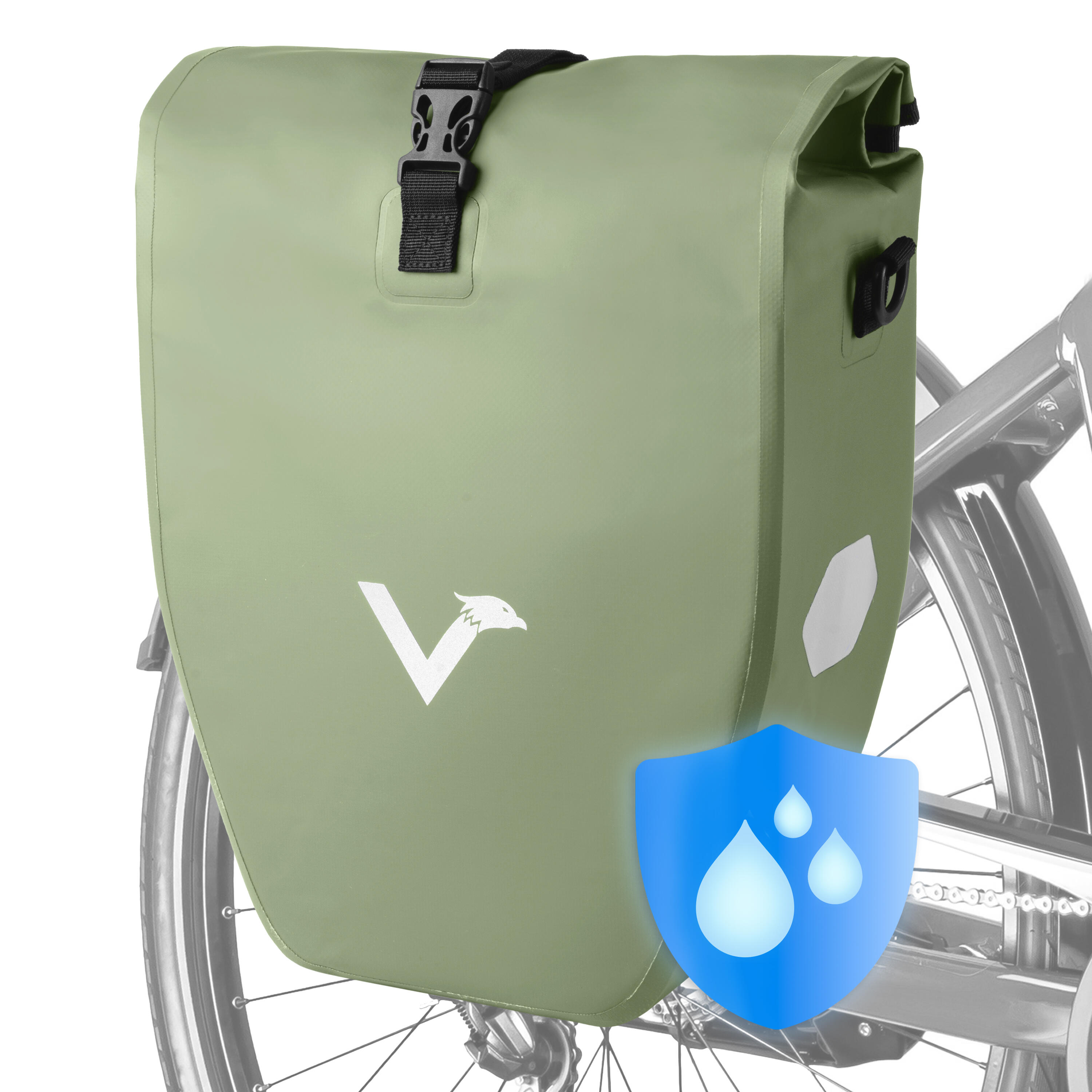 Valkental - Sacoche Velo Sacoche De Porte-bagages Velo Etanche À Vélo 20l Bikepacking - Sacoche Vélo - Vert - 20l - Decathlon