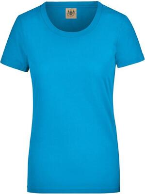Glemo dames t-shirt kortemouw 100% katoen fluo blauw