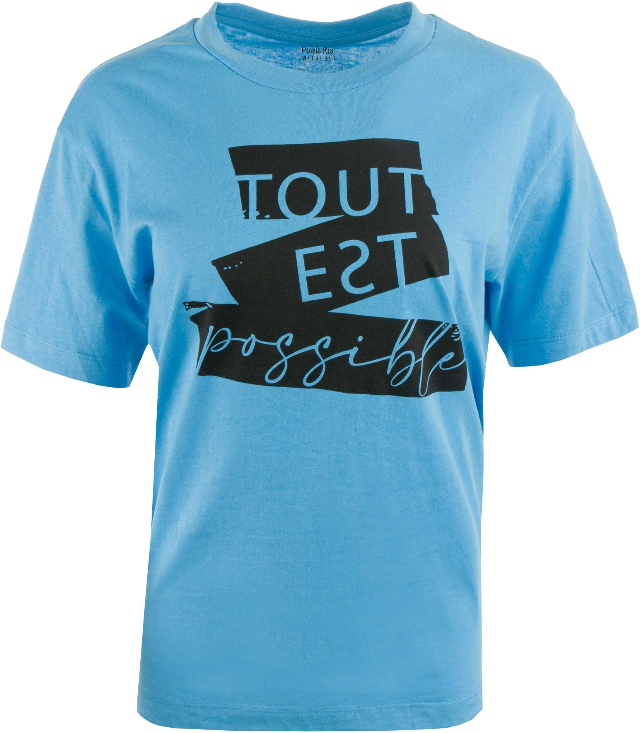 WE THE PEOPLE Camiseta Feminina Elegante Minerva Ciano de Algodão Orgânico
