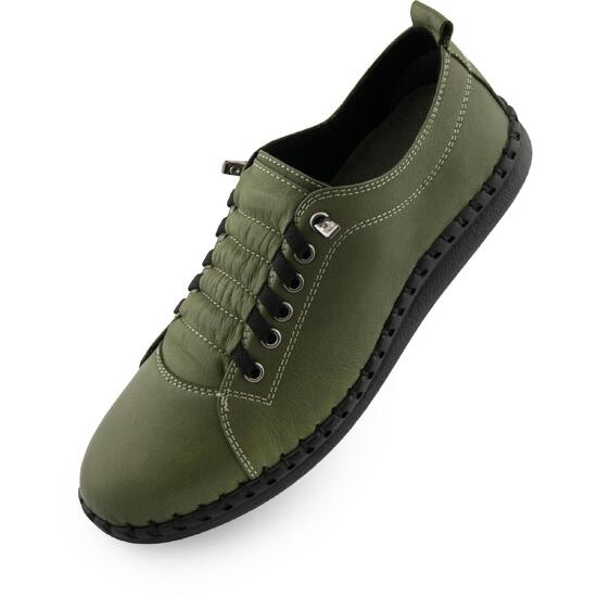 Damskie skórzane sneakersy Nell M6019 - Ciemna oliwka, rozmiar 40