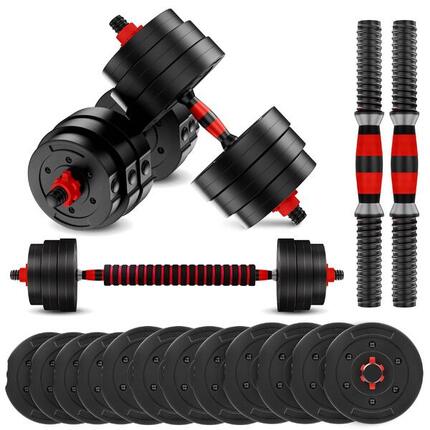 Verstellbare 4FIZJO Bitumenhanteln für Krafttraining 2×10kg + Langhantel