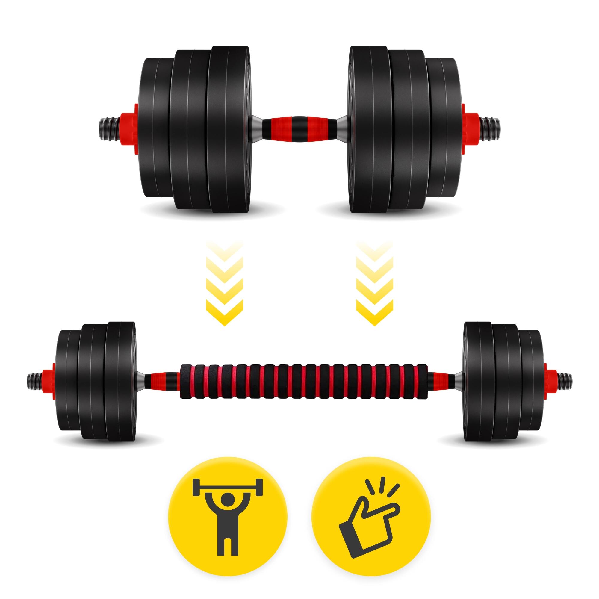 Unisex Fitness Set Manubri e Bilanciere 20kg Nero/Rosso 4/7
