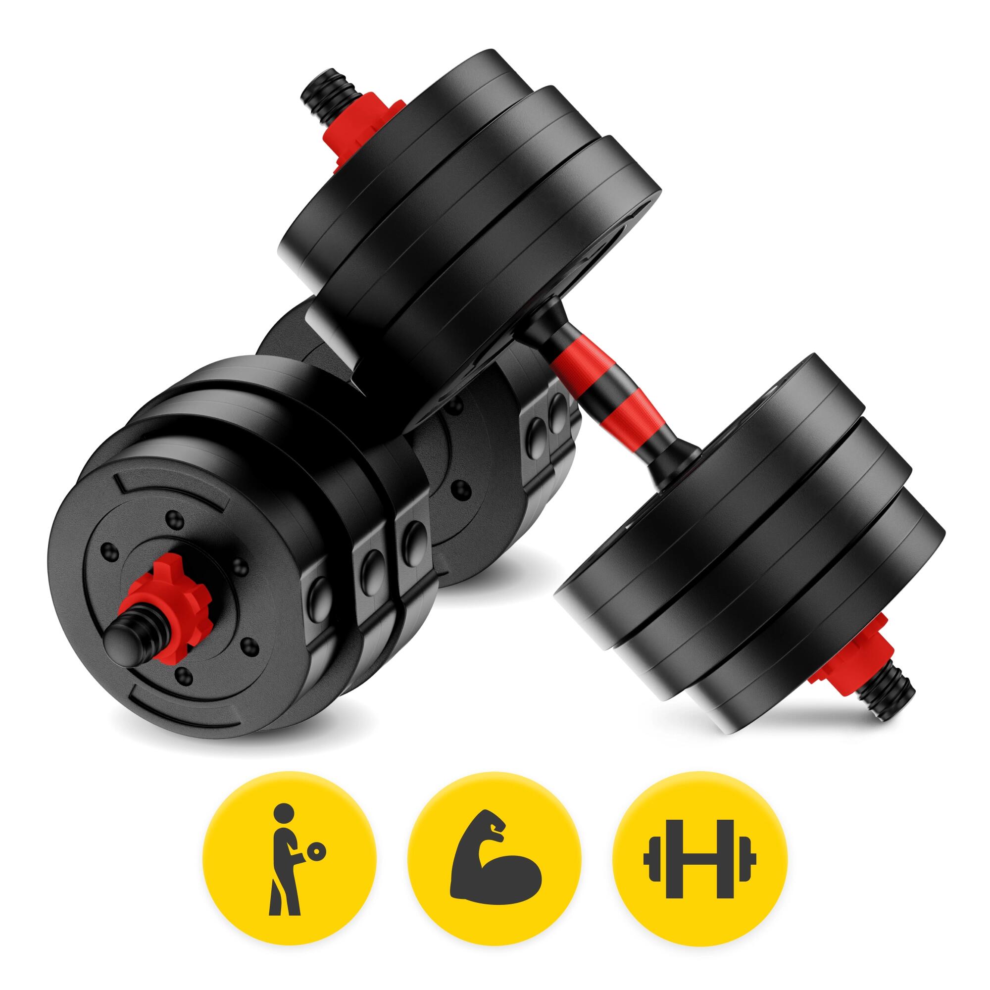 Unisex Fitness Set Manubri e Bilanciere 20kg Nero/Rosso 7/7