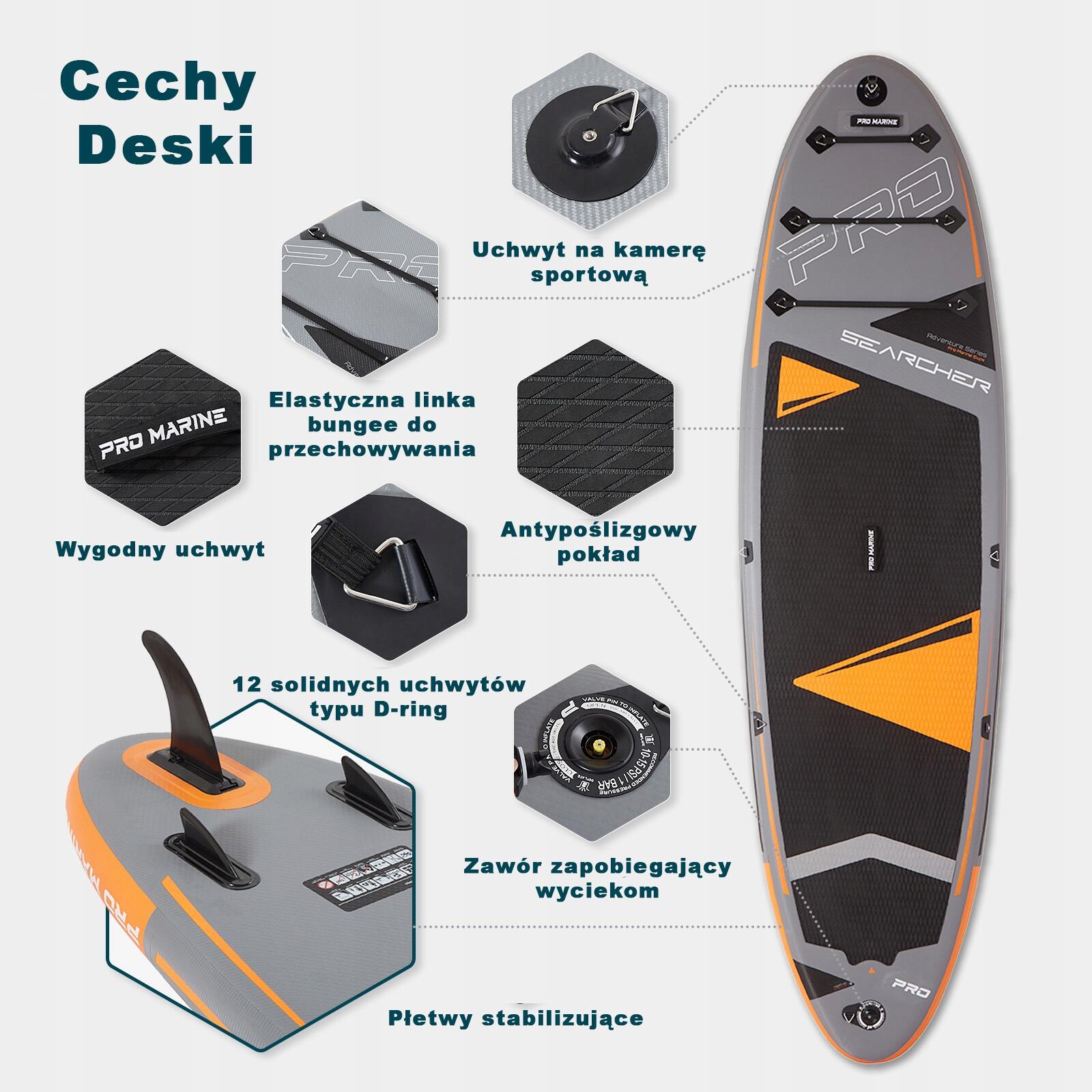 DESKA SUP 305CM STAND UP PADDLE PRO MARINE zestaw + siedzisko i akcesoria 6/7