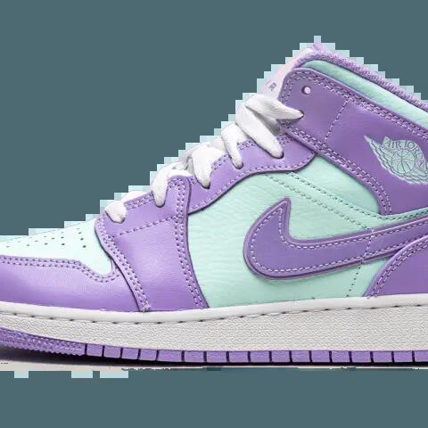 Unisex - Basketball - Shoes - Air Jordan 1 Mid - Purple/Aqua