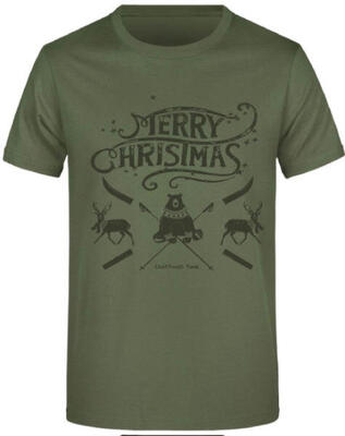 Olijfgroen kerst t-shirt voor heren - 100% katoen, maat l