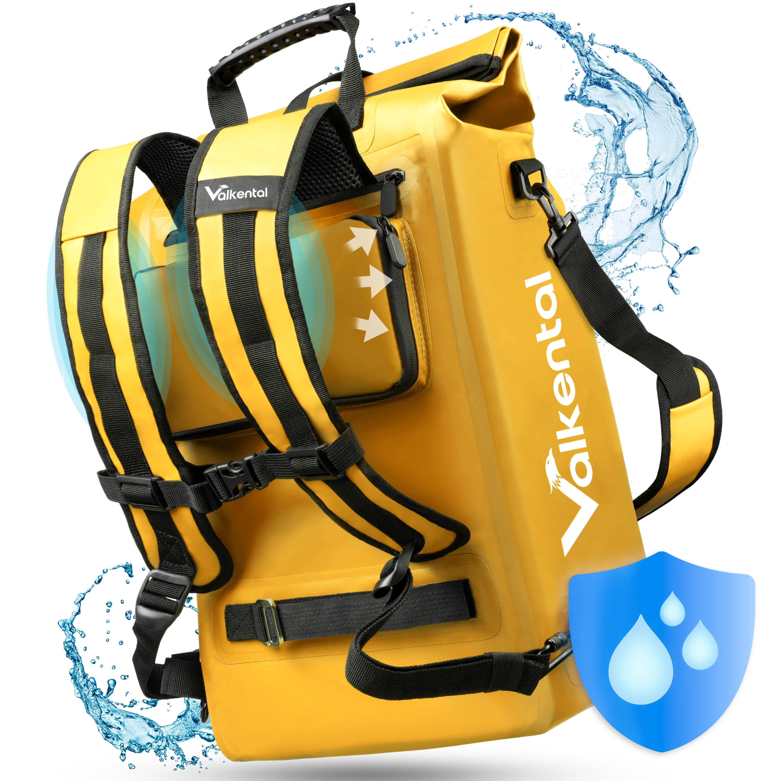 Valkental - Sac A Dos Velo Pour Sacoche Velo Porte‑bagage Bikepacking, 23l Etanche - Sacoche Vélo - Jaune - 23 L - Decathlon