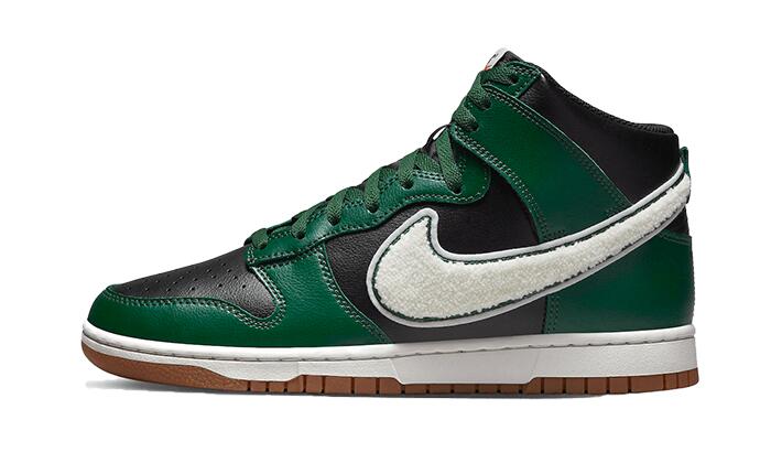 Dunk High Chenille Swoosh Black Green 1/2