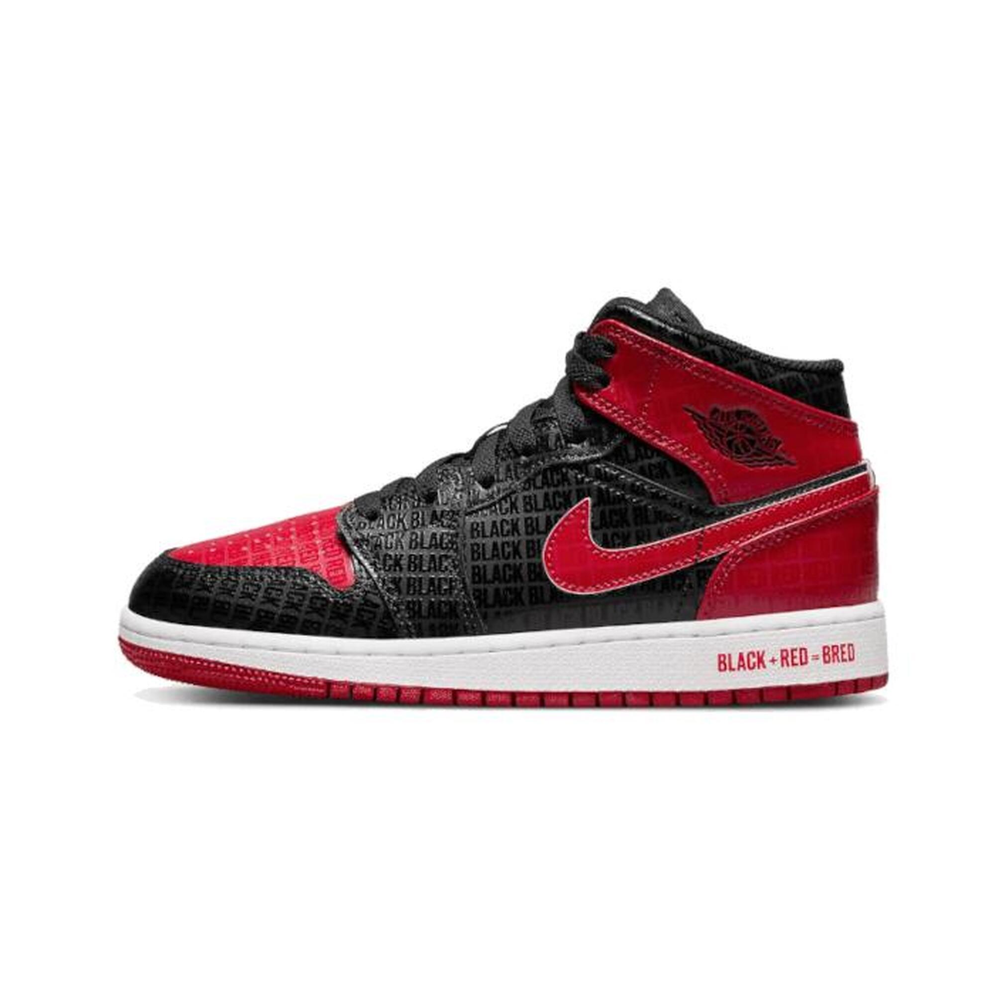 Jordan - Air Jordan 1 Mid Bred Text - Chaussures De Sport - Noir - Decathlon