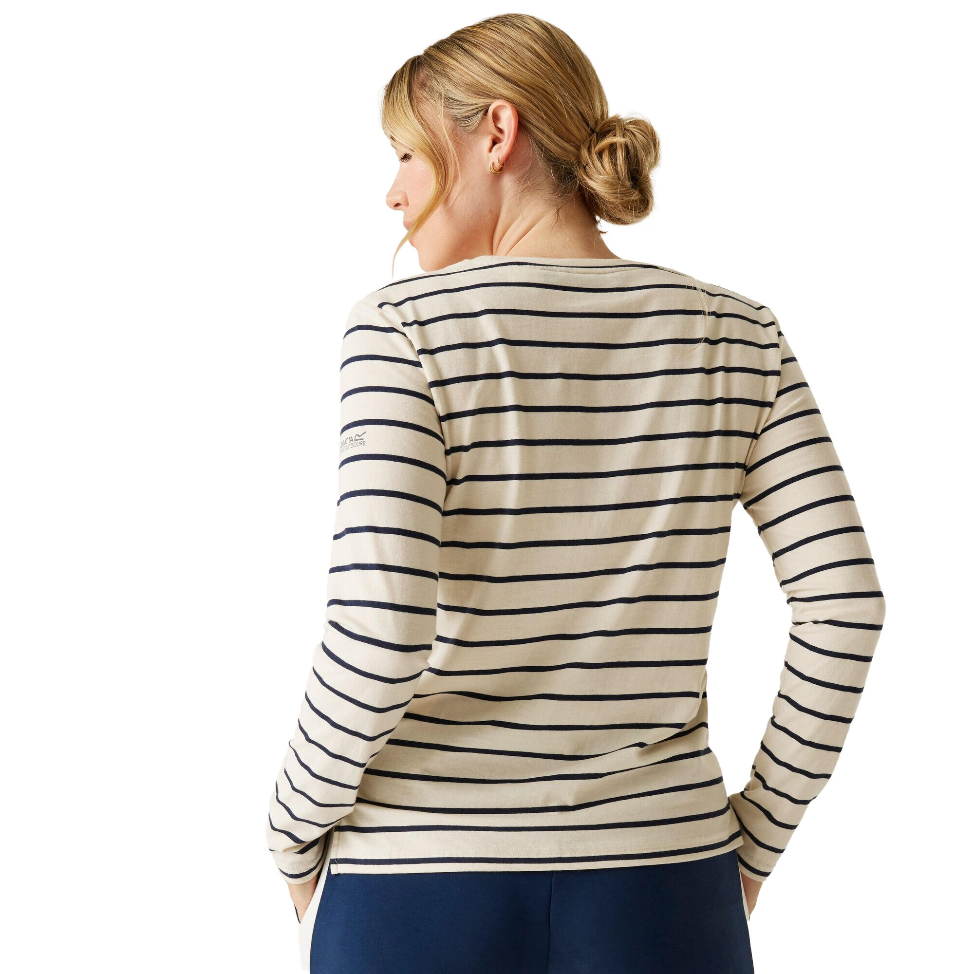 Womens/Ladies Federica II Stripe LongSleeved TShirt (Light Vanilla/Navy) 3/5