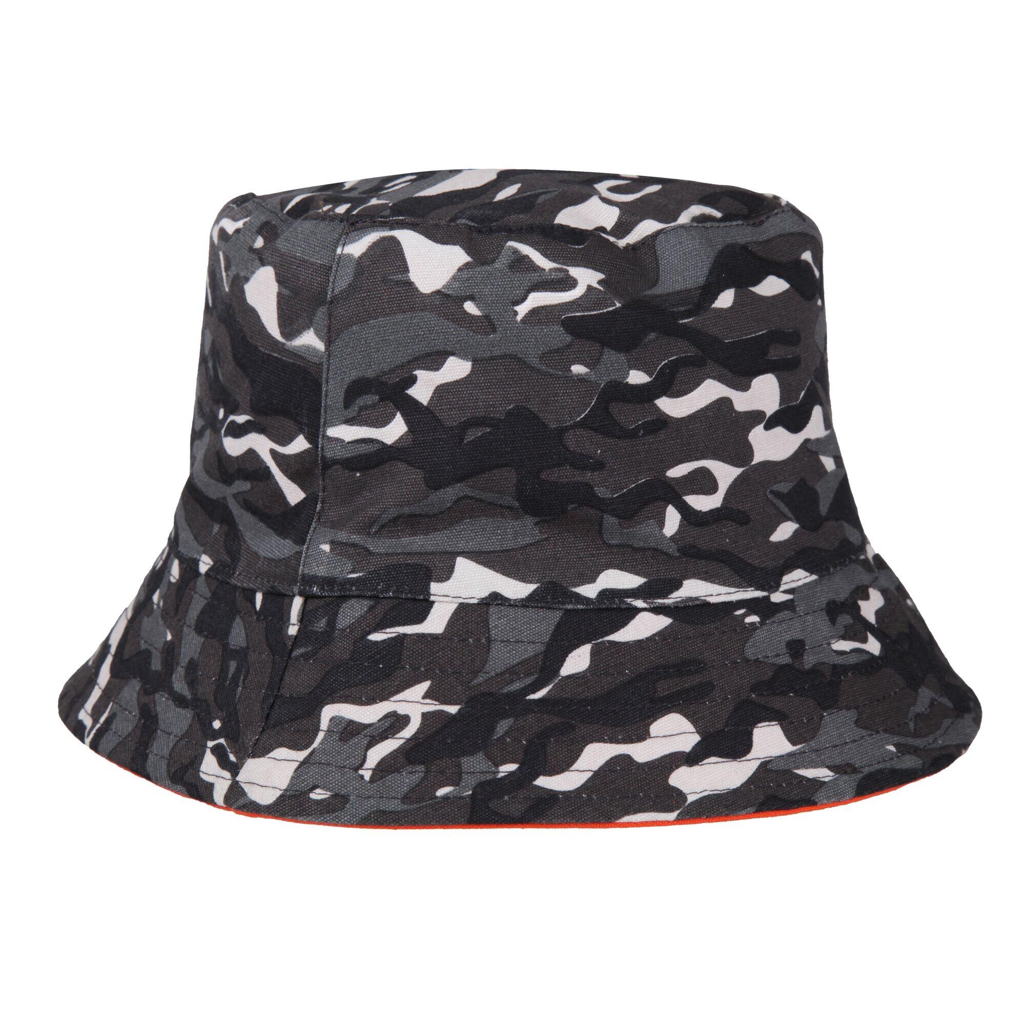 Childrens/Kids Flip Reversible Bucket Hat (Black/Persimmon) 3/5