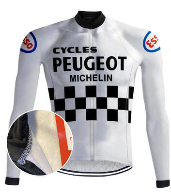 Retro wielershirt peugeot wit (fleece) – redted