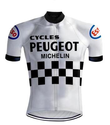 Retro wielershirt peugeot wit - redted