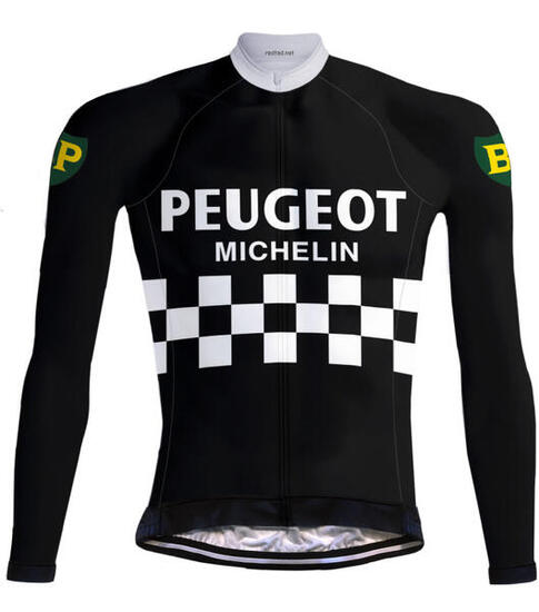 Maglietta da ciclismo Retro Peugeot Nero (Pile) - REDTED