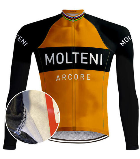 Maglietta da ciclismo retrò Molteni Orange (Pile) - RedTed