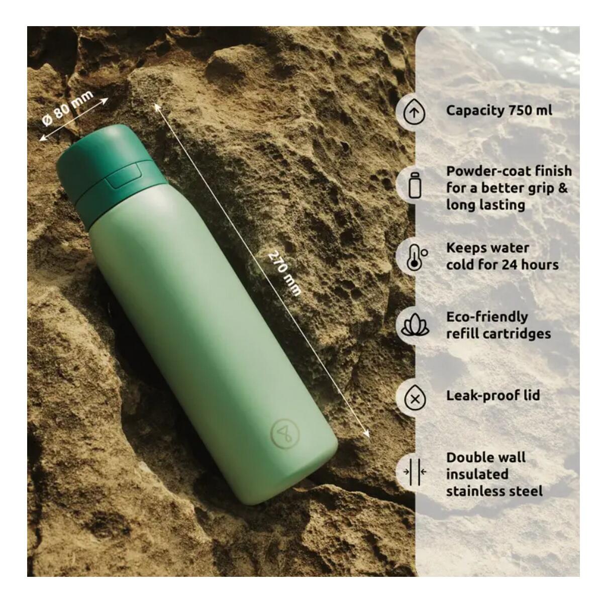 Bouteille isotherme filtrante 0.7l vert 5/7