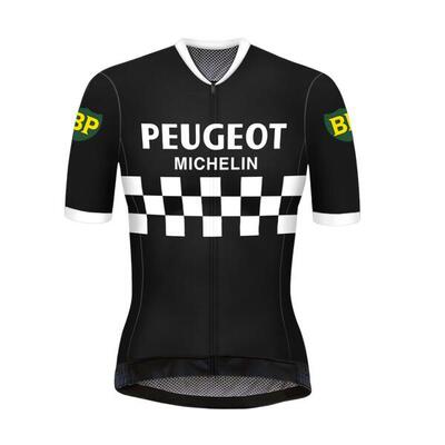 Retro dames wielershirt peugeot zwart – redted